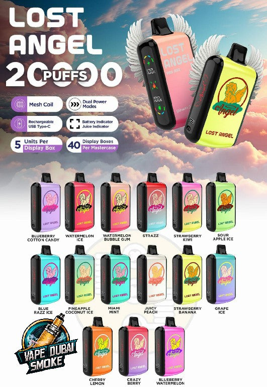 Lost Angel Pro Max 20000 Puffs Disposable Vape With 16ml E-Liquid & 5% Nicotine Lost Angel Pro Max 20000 Puffs Disposable Vape With 16ml E-Liquid & 5% Nicotine