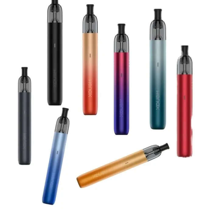 Assorted colorful YOULI vape pens in gradient finishes