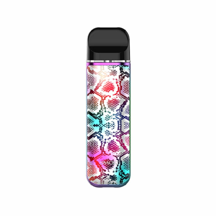 Colorful patterned MVO pod vape device with black top