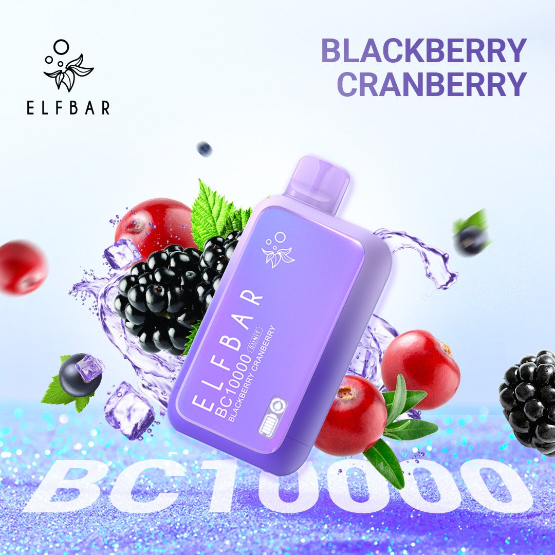 ELF BAR BC10000 Blackberry Cranberry disposable vape with fruit graphics