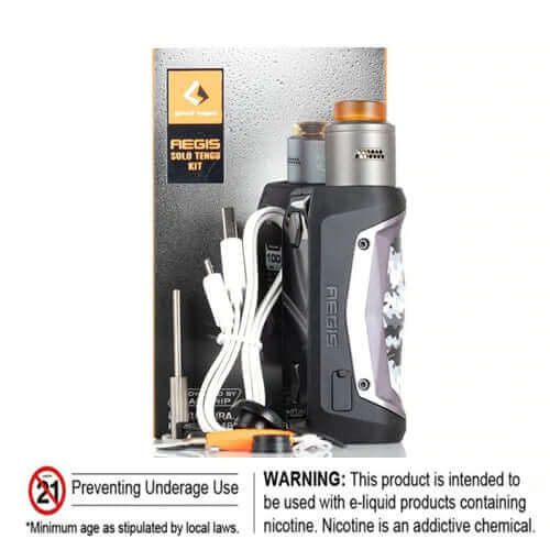 GeekVape Aegis Solo 2 kit with tank, cable, and accessories