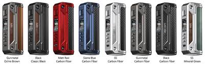 GeekVape box mod devices in multiple colors with display screens