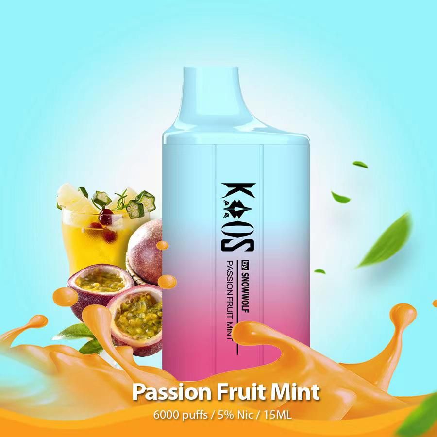 Kaos by SnowWolf 6000 Passion Fruit Mint with tropical fruit graphics