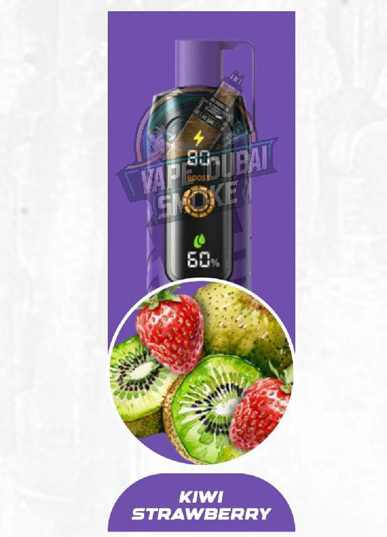 Kiwi Strawberry disposable vape with fruit and battery display