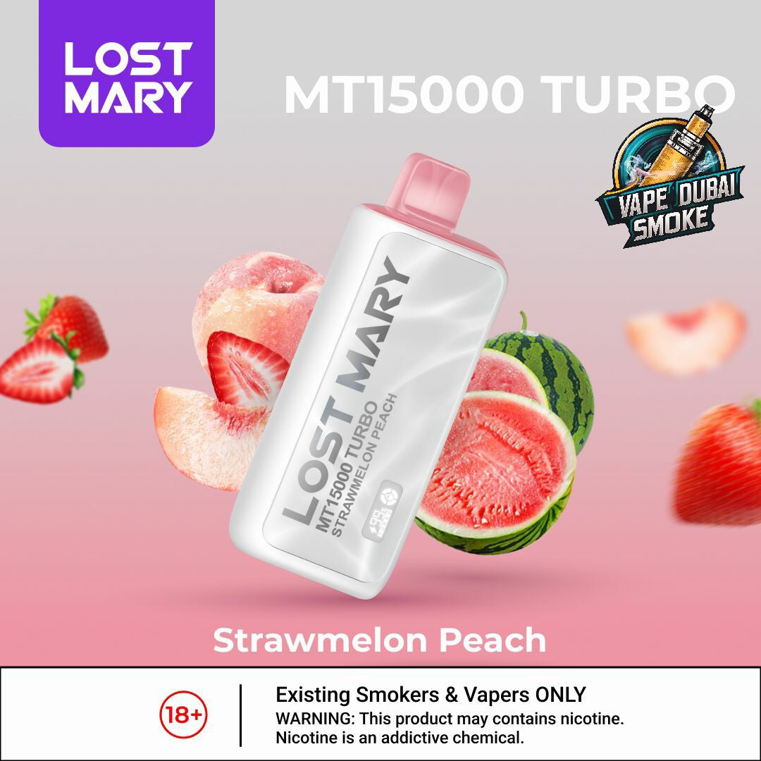 Lost Mary MT15000 Turbo Strawmelon Peach disposable vape with fruit