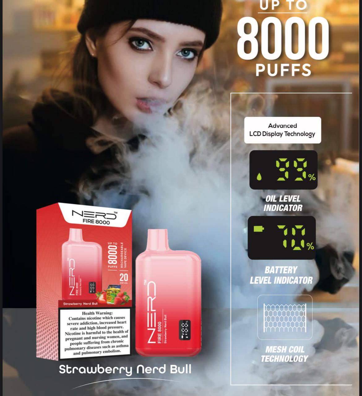 Nerd Fire Disposable Vape 8000 Puffs