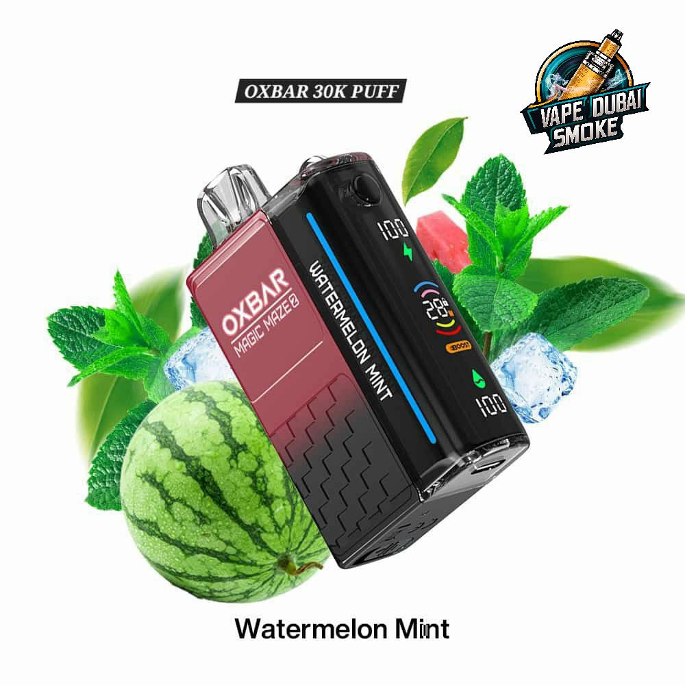 OXBAR 30K Puff Watermelon Mint disposable vape with fruit and mint leaves
