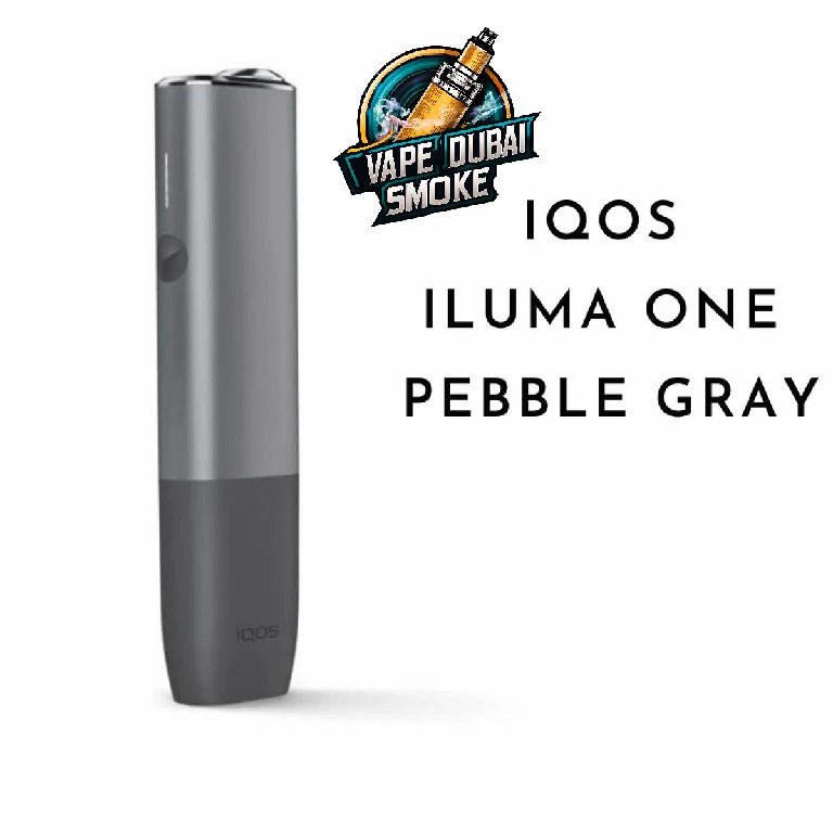 Pebble gray IQOS ILUMA ONE heated tobacco device on plain white background