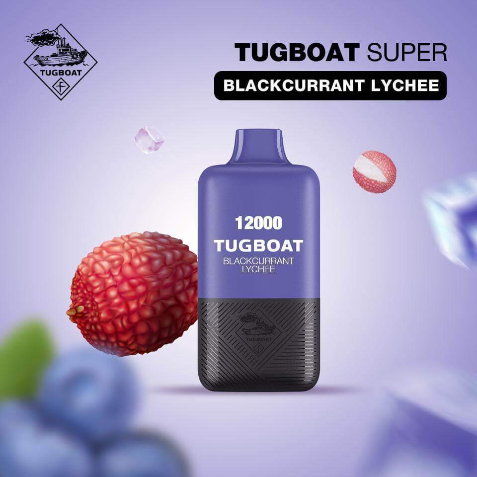 Tugboat Super Blackcurrant Lychee disposable vape with lychee