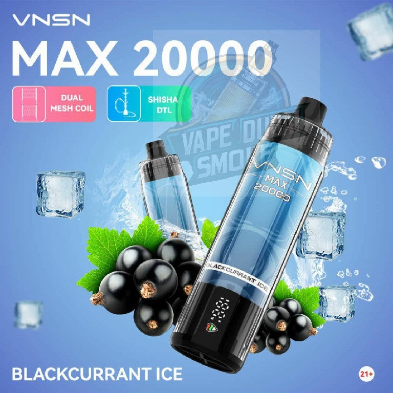 VNSN Max 20000 Blackcurrant Ice disposable vape with ice cubes