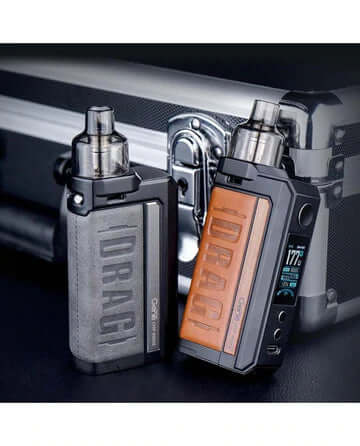 VOOPOO Drag pod mod kits in gray and orange with display screen