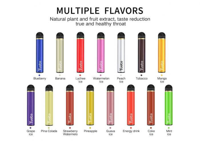 Yuoto disposable vapes in multiple fruit flavors