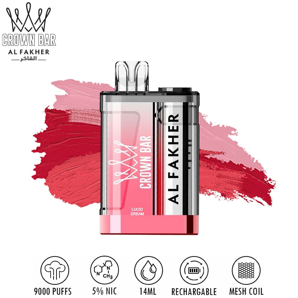 Crown Bar Al Fakher Lucid Dream 9000 puffs disposable vape with specs