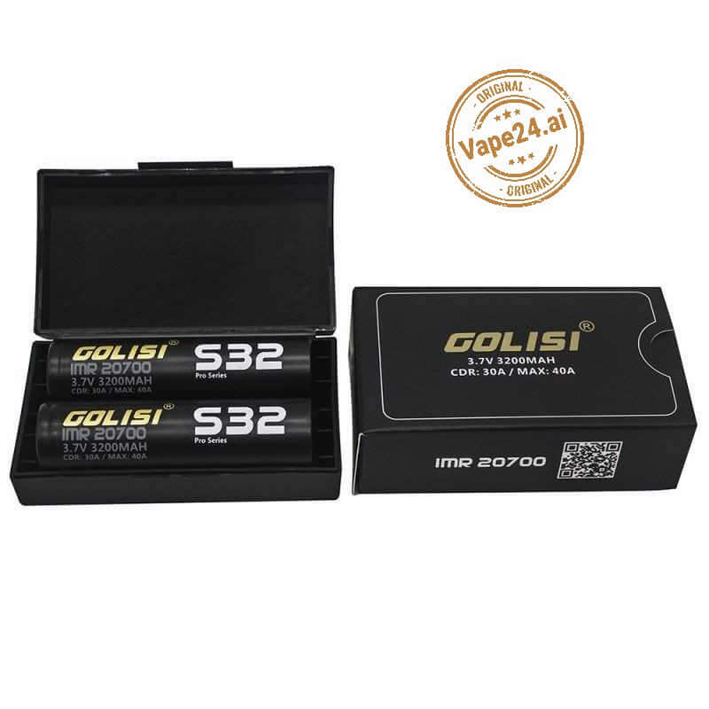 Golisi S32 IMR 20700 batteries in open box with 30A CDR rating