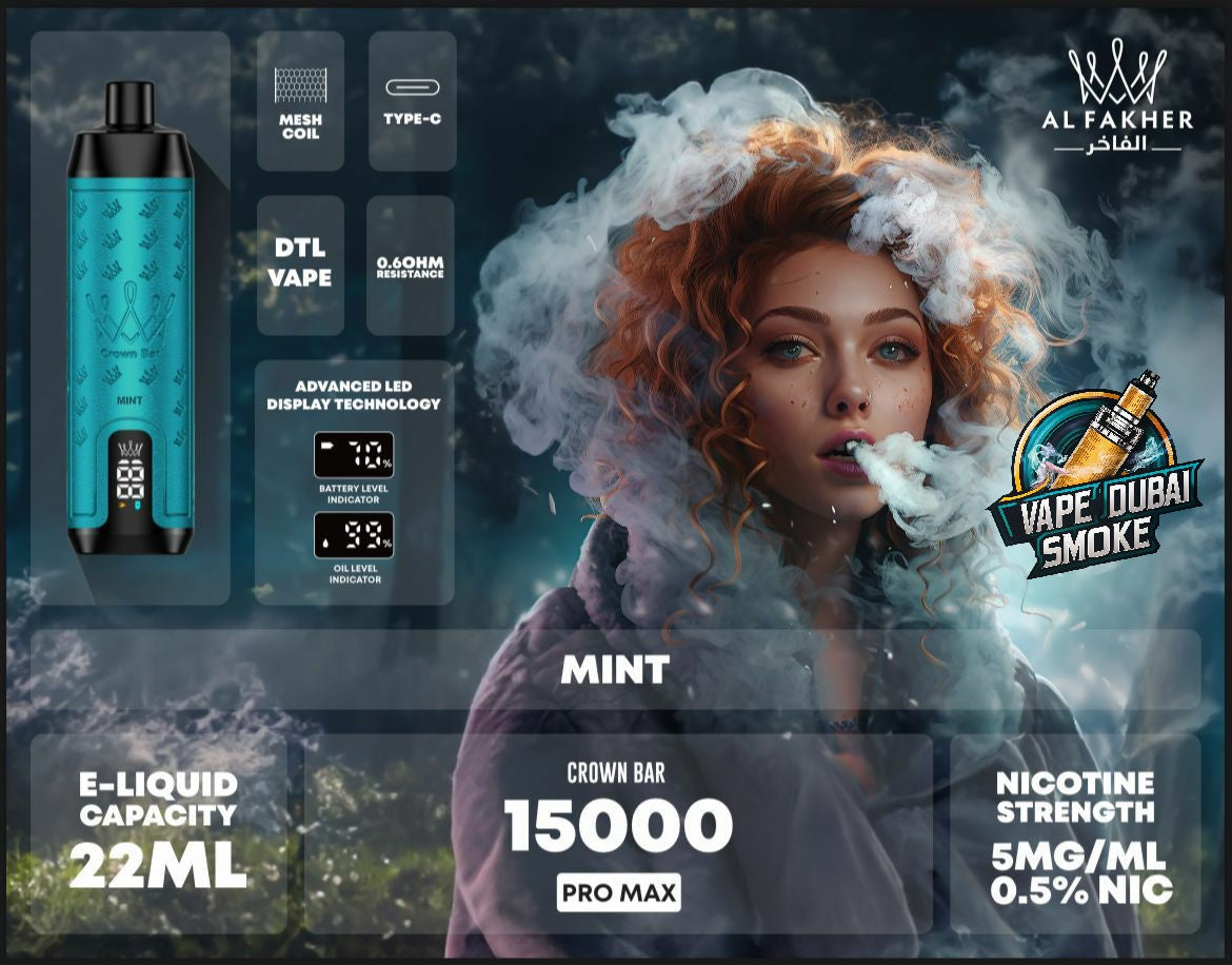 Al Fakher Crown Bar 15000 Puffs Pro Max Disposable Vape in Dubai