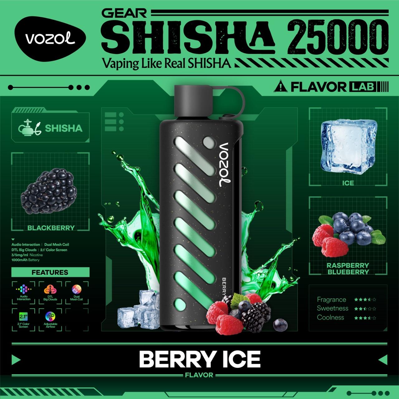 Vozol Gear Shisha 25000 Puffs Disposable Vape In Dubai