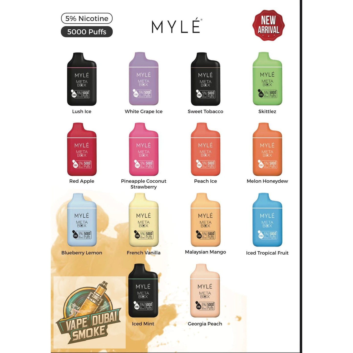 MYLE Meta Box 5000 PUFFS 20mg - 2% Nicotine Disposable Vape in Dubai