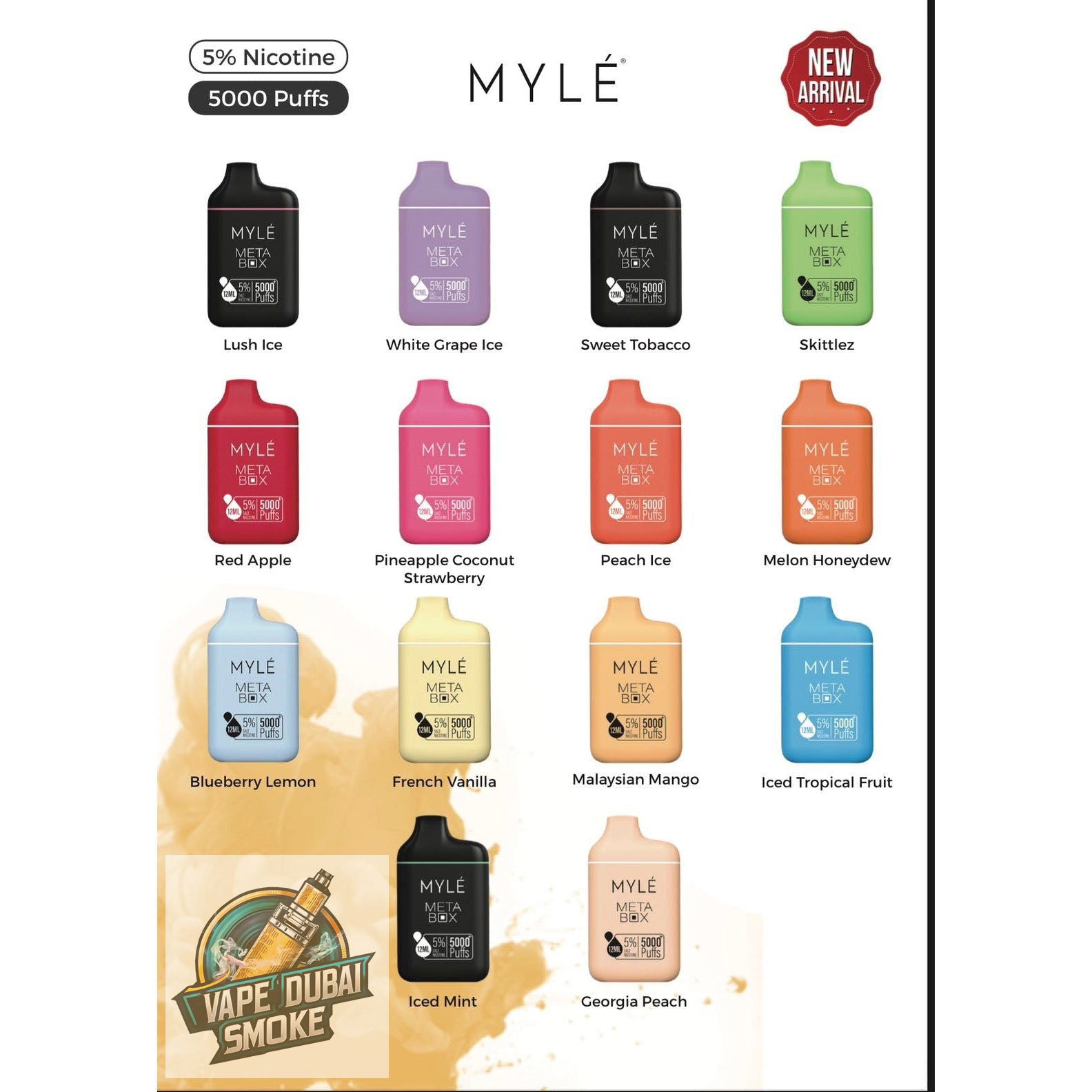 MYLE Meta Box 5000 PUFFS 20mg - 2% Nicotine Disposable Vape in Dubai