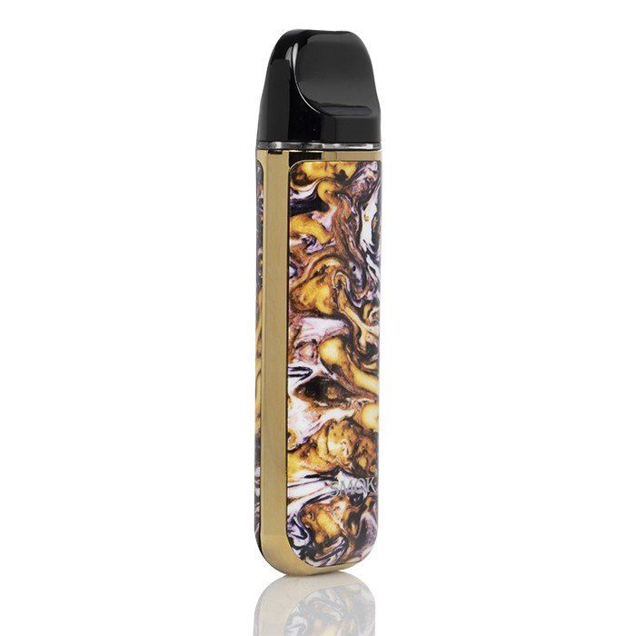 SMOK Novo gold resin swirl pattern pod vape device front view.