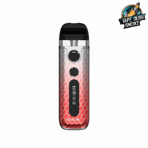 SMOK pod vape device with red gradient finish and 30W display