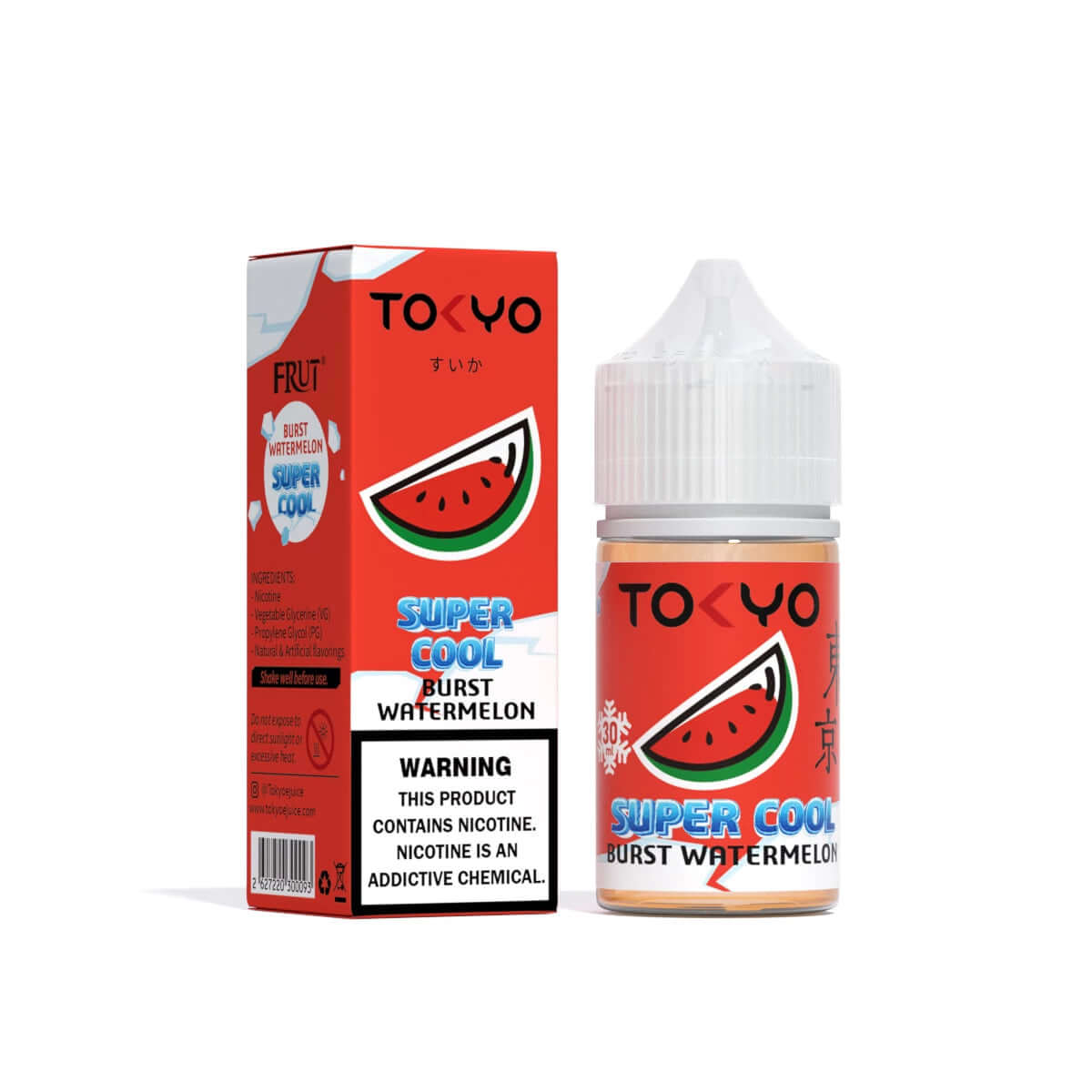 TOKYO Super Cool Burst Watermelon nicotine salt bottle with box