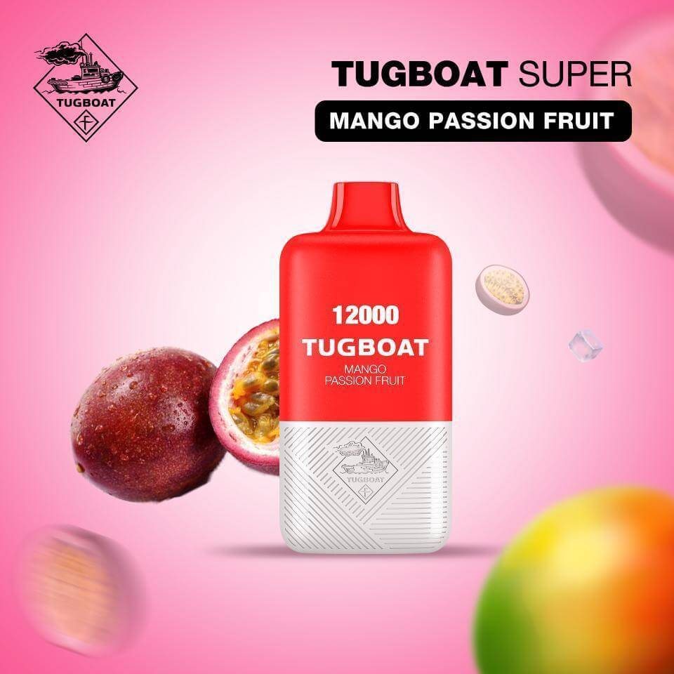 Tugboat Super Mango Passion Fruit disposable vape with passion fruit
