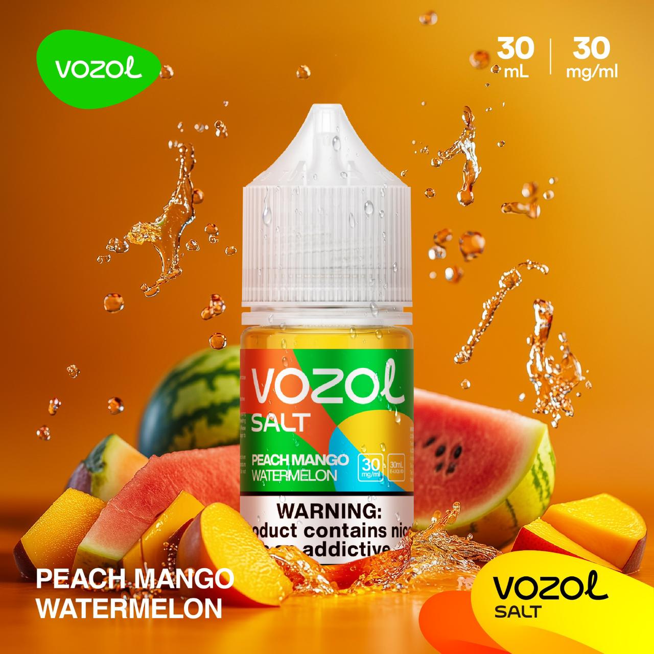 VOZOL Salt Peach Mango Watermelon 30ml 30mg nicotine salt with fruit splash