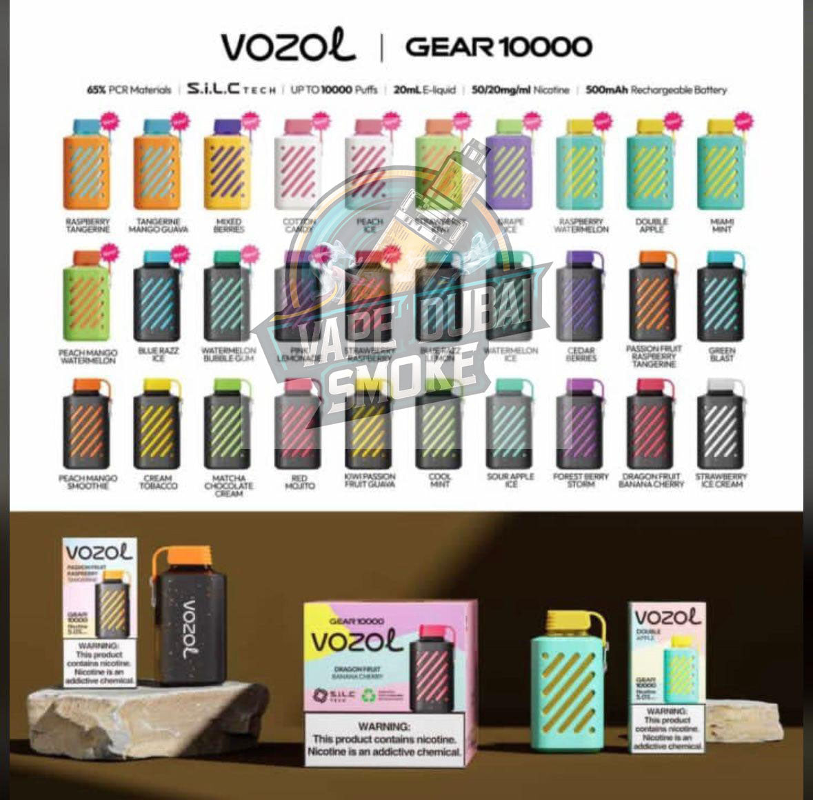 Vozol Gear 10000 Puffs Rechargeable Disposable Vape in UAE