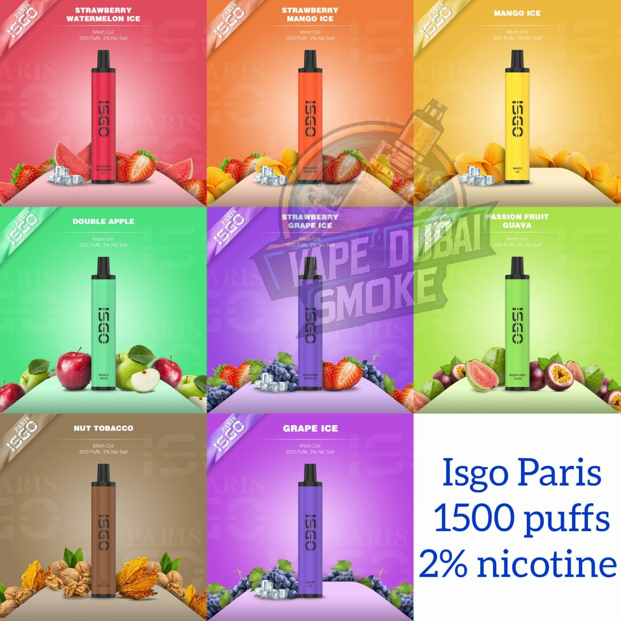 Isgo Paris 1500 Puffs Disposable Vape in Dubai