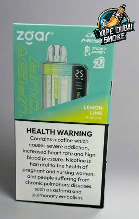 Zgar Mega Lemon Lime disposable vape box with health warning label